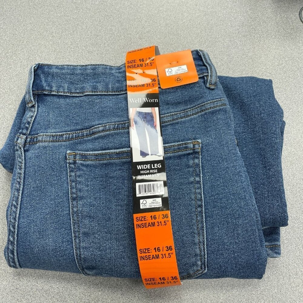 NEW Well Worn Wide Leg High Rise Jeans Women's Size 16/36 Stretched - Picture 5 of 14